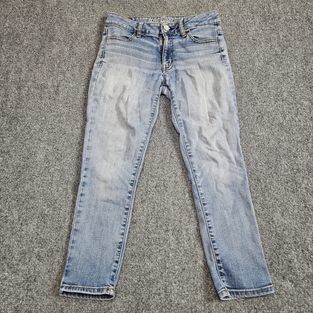 American Eagle Hi Rise Jegging Crop Size 2 Blue Super Stretch Casual Everyday